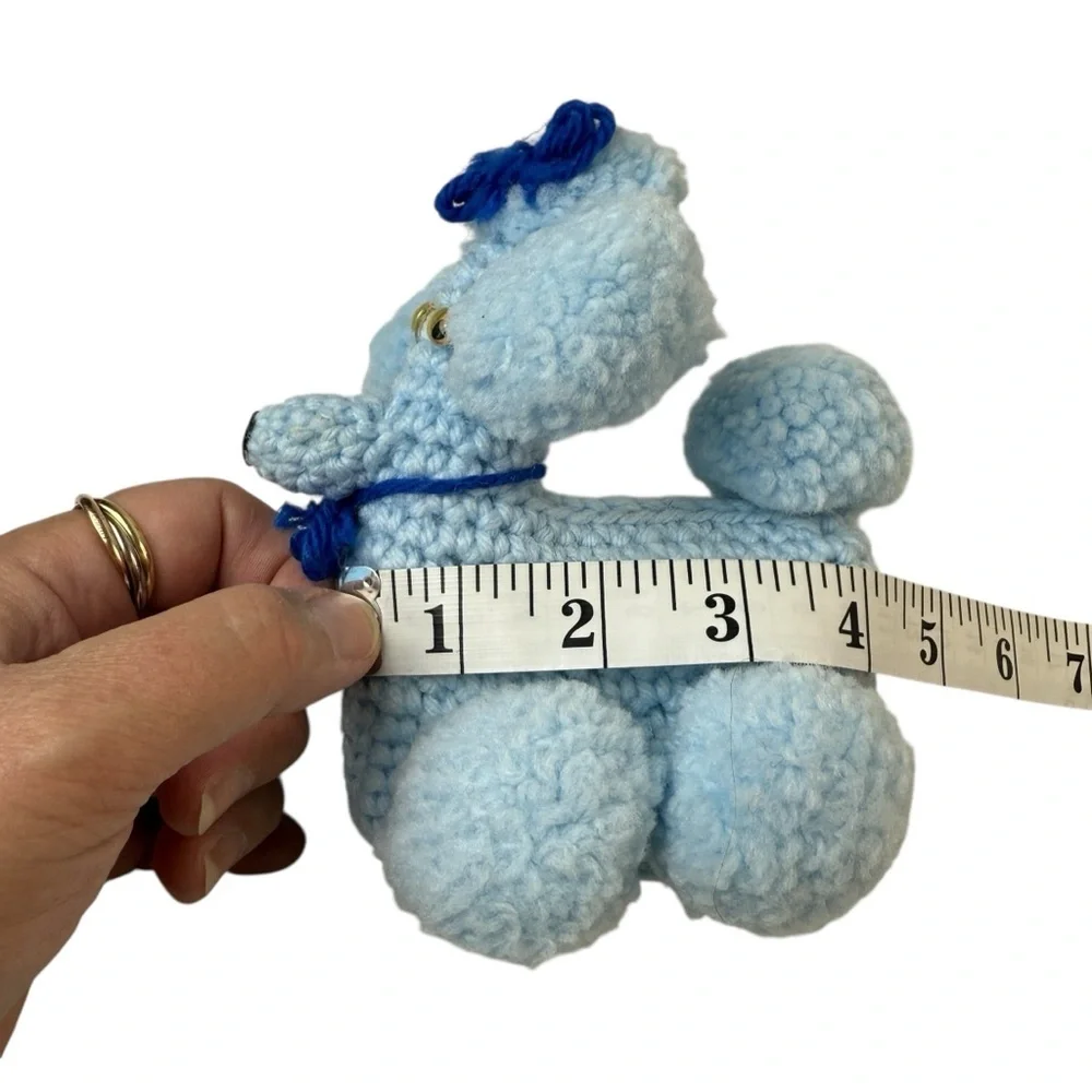 True Vtg Mid-century 1950s 1960s Crochet Blue Poodle Soap Cover Bar Decor MCM